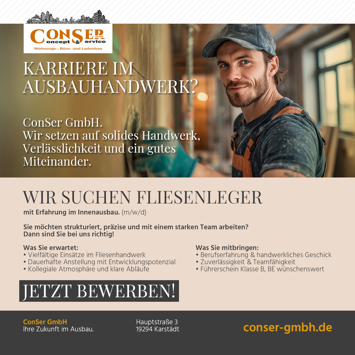 Stellenausschreibung Fliesenleger