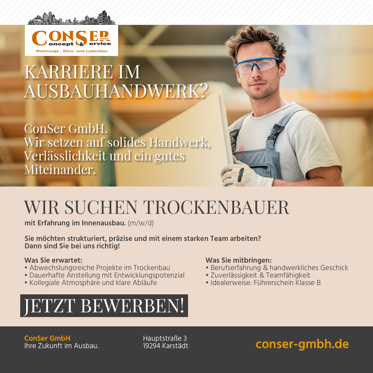 Stellenausschreibung Trockenbauer